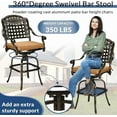 thumbnail image 2 of SOCIALCOMFY 5 Piece Patio Cast Aluminum Bar Dining Set, Outdoor Free-Rust Patio Bar Table & Chairs Set, Include 4 Swivel Bar Stool Chairs & 35.4" Bar Height Table W/ 2" Umbrella Hole for Deck Garden, 2 of 6