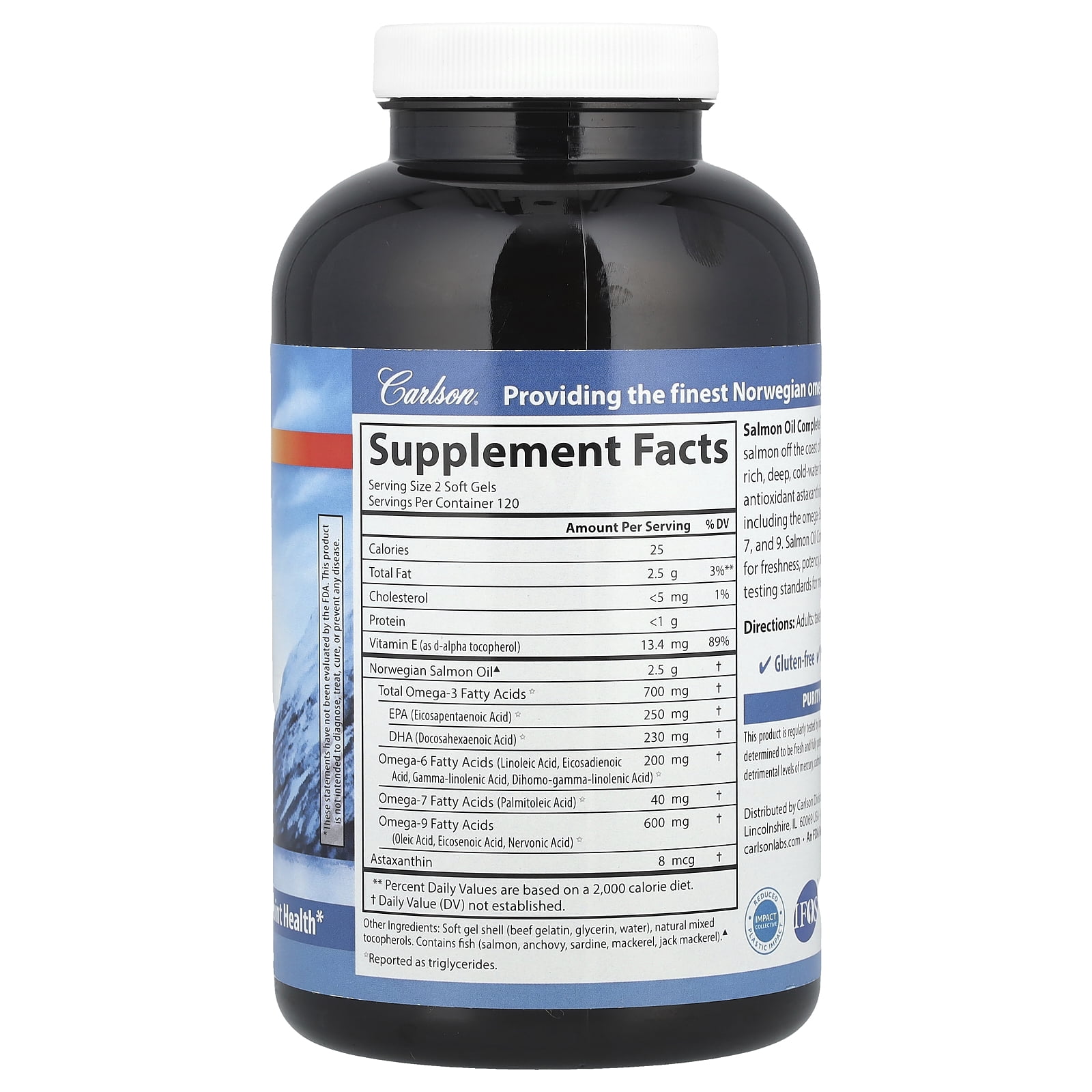 Carlson Labs - Norwegian Salmon Oil 1250 mg. - 240 Softgels