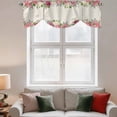 thumbnail image 3 of Tie Up Valances for Windows, Pink Flowers Adjustable Valance Curtains Window Treatment for Living Room, Spring Floral Farmhouse Botanical Rustic Rod Pocket Kitchen Curtains & Drapes 54x18 Inch, 3 of 9