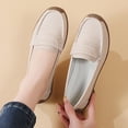 thumbnail image 5 of Big Size Women's Casual Loafers Slip On Leather Shoes Lightweight Walking Shoes Moccasins Classic Penny Loafer Flats Boat Shoes, 5 of 10