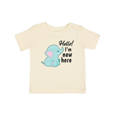 

Inktastic Hello I m New Here with Cute Baby Elephant Gift Baby Boy or Baby Girl T-Shirt