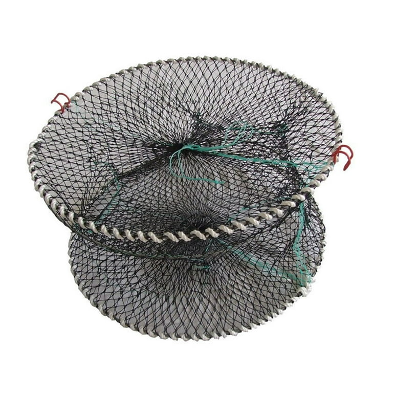 Fishing Net,Wire Grid Bottom Crab Nets New Folding Fishes Net Landing Net Trap Cast Dip Cage for Fish Shrimp Minnow Crayfish Crab Net, Size: 40, Black