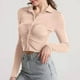thumbnail image 2 of Mujeres Casual Solapa Mangas largas Un solo pecho Color sólido Tight Sexy Camiseta Top Fridja  fjkfkj7838, 2 of 8