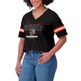 thumbnail image 4 of Women's WEAR by Erin Andrews Black Cincinnati Bengals Color Block Boxy Modest Crop V-Neck T-Shirt, 4 of 4