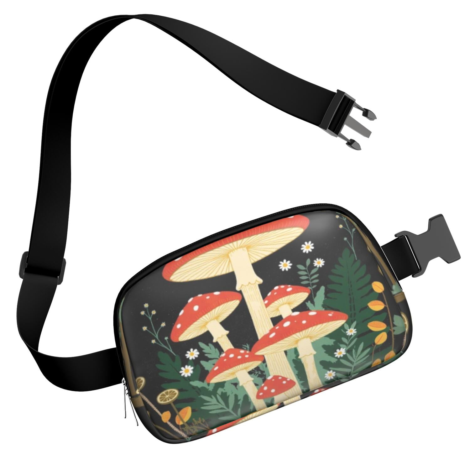 Crossbody Fanny Pack for Sports Enthusiasts Commuters HandsFree Running Belt for Jogging with Adjustable Strap for Outdoors Workout Traveling Mushroom Sporty Waist Pack
