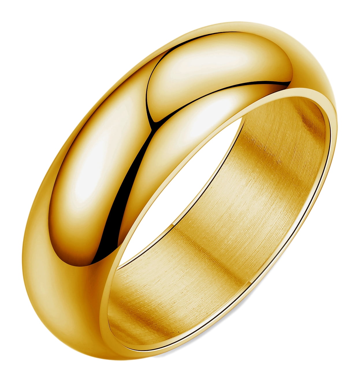 Stainless Steel Basic Plain Ring 7mm Dome Polished Comfort Fit Wedding