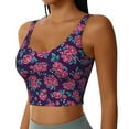 thumbnail image 2 of Goofa Rose Flowers Printed Sports Bras for Women, High Impact Running Bra Workout Crop Tank Tops Longline Sports Bra Push up-Small, 2 of 9