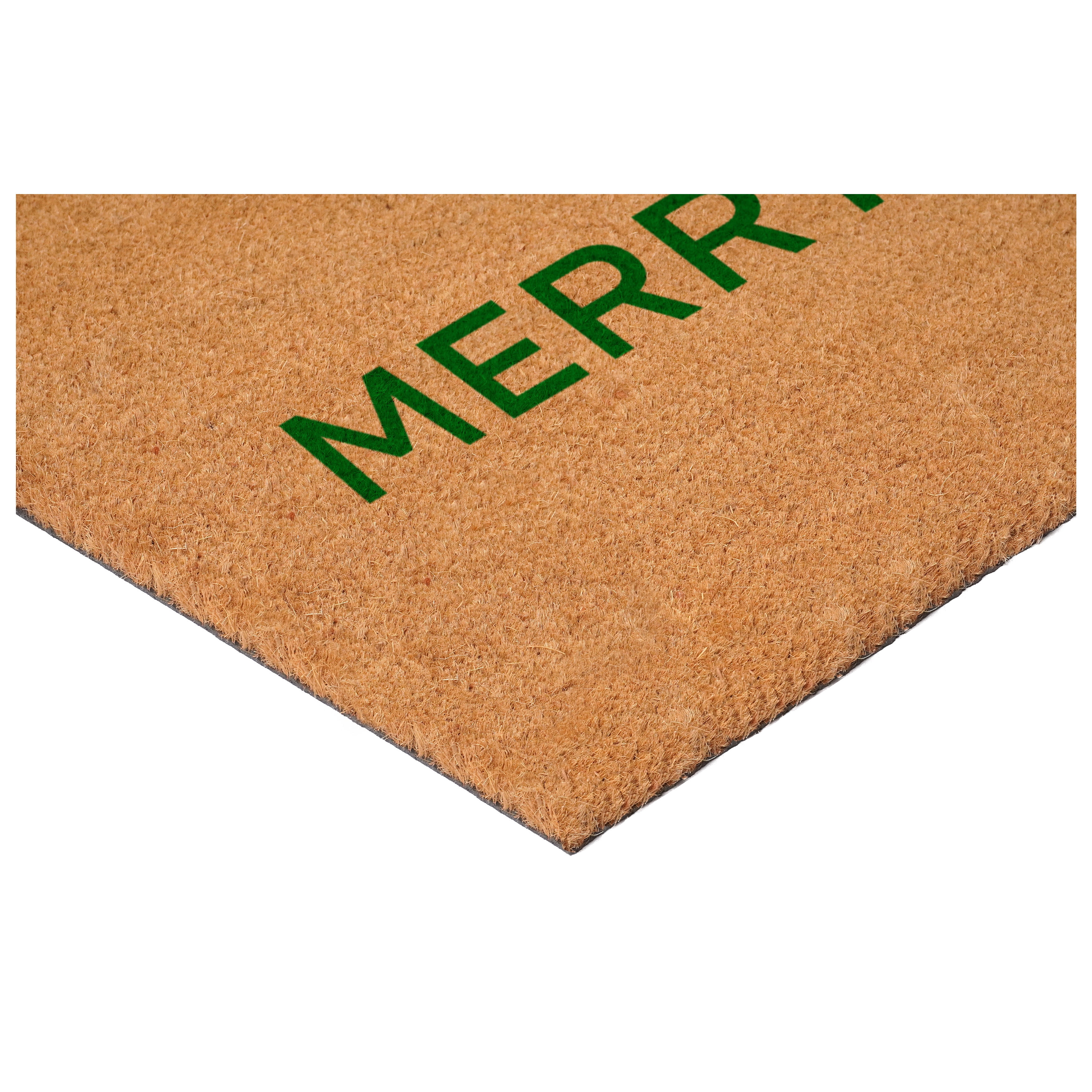 Green Ultra Modern Merry & Bright Doormat 17" x 29"