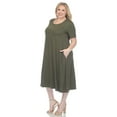 thumbnail image 2 of White Mark Women's Short Sleeve Midi Dress with Pockets, 2 of 6