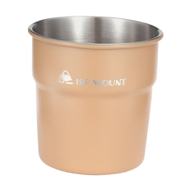 Taza de camping de acero inoxidable reutilizable, 300 ml, para té y agua Marrón