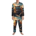 thumbnail image 3 of Lsque Cool Cat Driving Sunset Pattern Long Sleeve Pajama Set for Men - Soft 2-Piece Sleepwear and Loungewear Set with Pockets, Comfy Nightwear-Large, 3 of 7