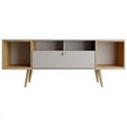 thumbnail image 2 of Theodore Wood 63" TV Stand with 6 Shelves in Off White & Cinnamon, 2 of 10
