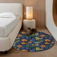 thumbnail image 2 of Round Rug 4Ft Washable Non-Slip, Orange Blue Spring Floral Circle Area Rugs for Living Room Bedroom, Vintage Botanical Summer Flower Indoor Floor Mats Carpet Runner for Home Decor Aesthetic, 2 of 8