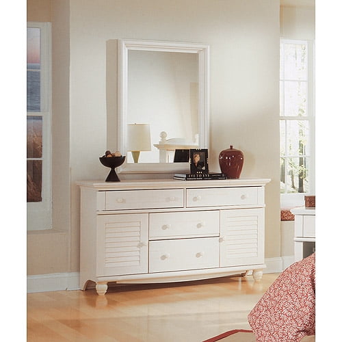 Sauder Harbor View Dresser and Mirror, White