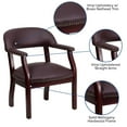 thumbnail image 2 of Burgundy Top Grain Leather Conference Chair with Accent Nail Trim, 2 of 9