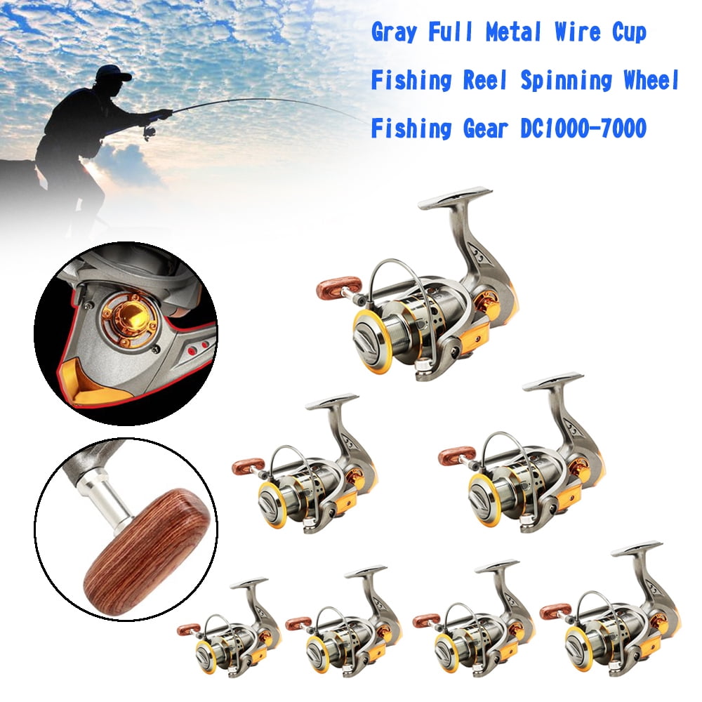 Gray Full Metal Wire Cup Fishing Reel Spinning Wheel Fishing Gear  DC1000-7000 