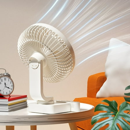 

Pgyong Table Fan Rechargeable Battery Operated Desk Fan with LED Quiet Table Fan for Home 180° Adjust Tilt 3 Speeds Settings Portable Fan for Office Kitchen Make You Cool Clearance White