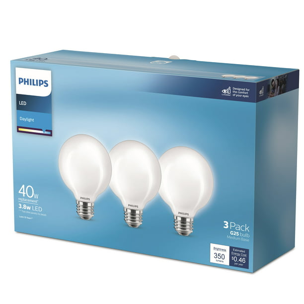 na school beloning informatie Philips LED 40-Watt All Purpose Household G25 Globe Light Bulb, Frosted  Daylight, Non-Dimmable, E26 Medium Base (3-Pack) - Walmart.com