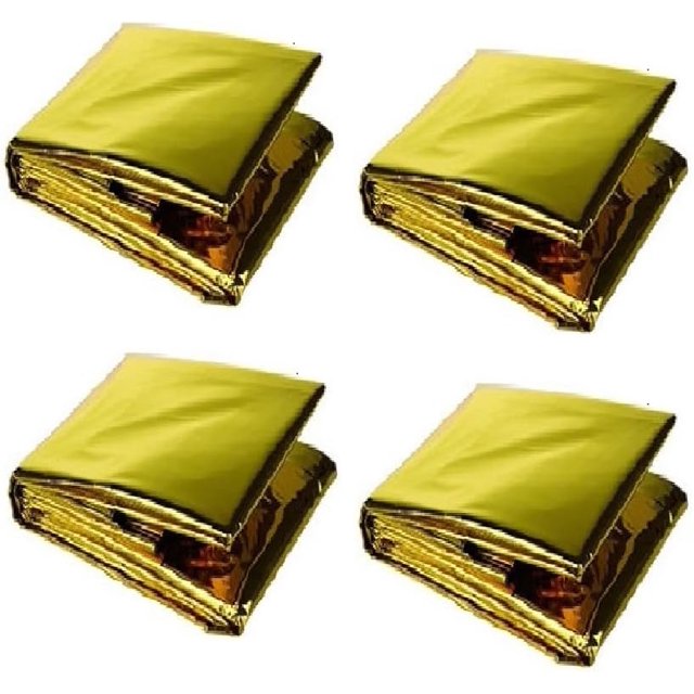 Couverture d'Isolation Mylar d'Urgence pour Kit de Premiers Secours de Survie, Abri Militaire de Randonnée en Plein Air Camping Protection Tous Temps (Lot de 4)