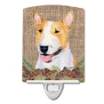 thumbnail image 1 of Caroline'S Treasures Ss4086Cnl Bull Terrier En Arpillera Sintética Con Conos De Pino, Luz Nocturna De Cerámica Compacta Con Certificación Ul, Ideal Para Dormitorio, Baño, Guardería, Pasillo, Cocina, 6, 1 of 1