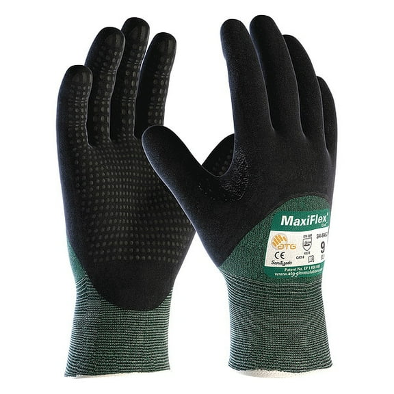 Cut-Resistant Gloves, Cut Level A2 ,Double Dipped ,Foam Nitrile ,Dotted ,M 12 PK