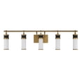 thumbnail image 2 of Abel 5-Light LED Bathroom Vanity Light in Matte Black with Warm Brass Accents, 2 of 5