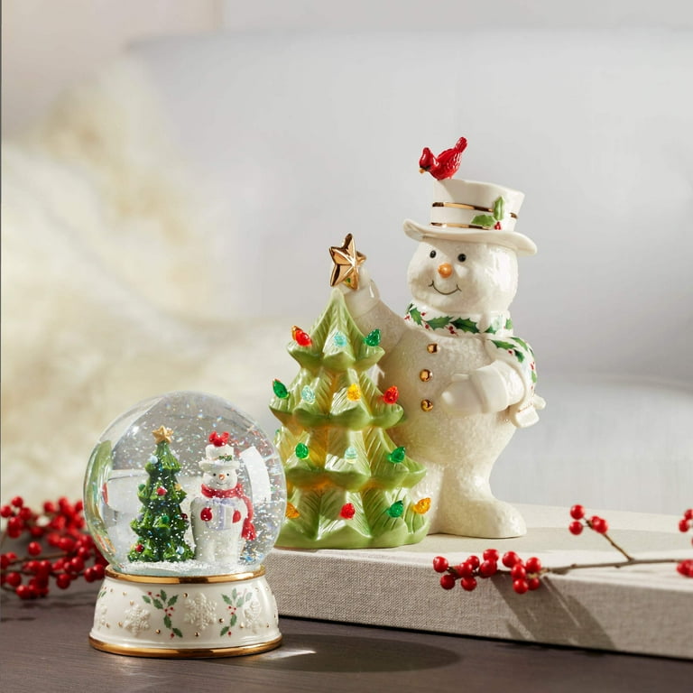 Lenox Happy Holly Days Retro Lit Tree, Porcelain, 24K Gold Accents