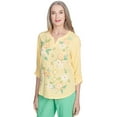thumbnail image 3 of Alfred Dunner Womens Sunny Floral Embroidered Split Neck Top, 3 of 4