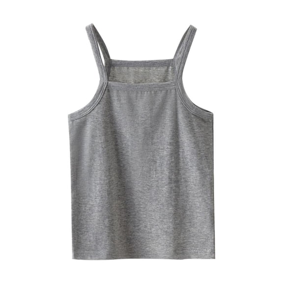 Bxsruta Girls Tank Tops, Summer Children's Camisole Cotton Girls' Cute Base Girl's Sleeveless Base Top, Gray 3 Years
