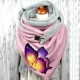 thumbnail image 2 of Women Colorful Butterfly Print Cotton Winter Warm Button Up Scarf, 2 of 3
