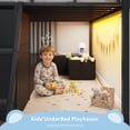 thumbnail image 5 of Low Loft Bed Twin Size with Upholsterd Headboard and 8 Storage Drawers, Metal Loft Twin Bed Frame with LED Lights, Under-Bed Play Area, Play Curtain, Safety Guardrail and Ladder, Black, 5 of 9