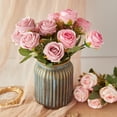 thumbnail image 2 of Farfi Decorative Artificial Rose Vivid Realistic Exquisite DIY Anti-fade Table Centerpieces Faux Silk Flower Home Decor (Light Pink), 2 of 13