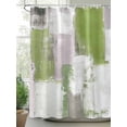 thumbnail image 3 of Sage Green Bathroom Curtain 96 Inch Shower Curtain with Hooks, Modern Geometric Grey Oil Painting Abstract Waterproof Polyester Bath Curtain Washable Bathtub Curtain 72''x 96'', 3 of 6