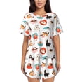 thumbnail image 1 of Fotbe funny cats celebrating Valentine's Day Conjunto de Pijama Estampado para Mujer, 2 Piezas, Ropa de Dormir con Camiseta de Manga Corta y Shorts Suaves-X-Large, 1 of 6