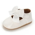 thumbnail image 6 of Quealent Baby Mary Jane Flats for Girls with Bowknot Cotton Anti Skid Sole Infant First Walker Princess Dress Crib Wedding Shoes White for Size 11, 6 of 9