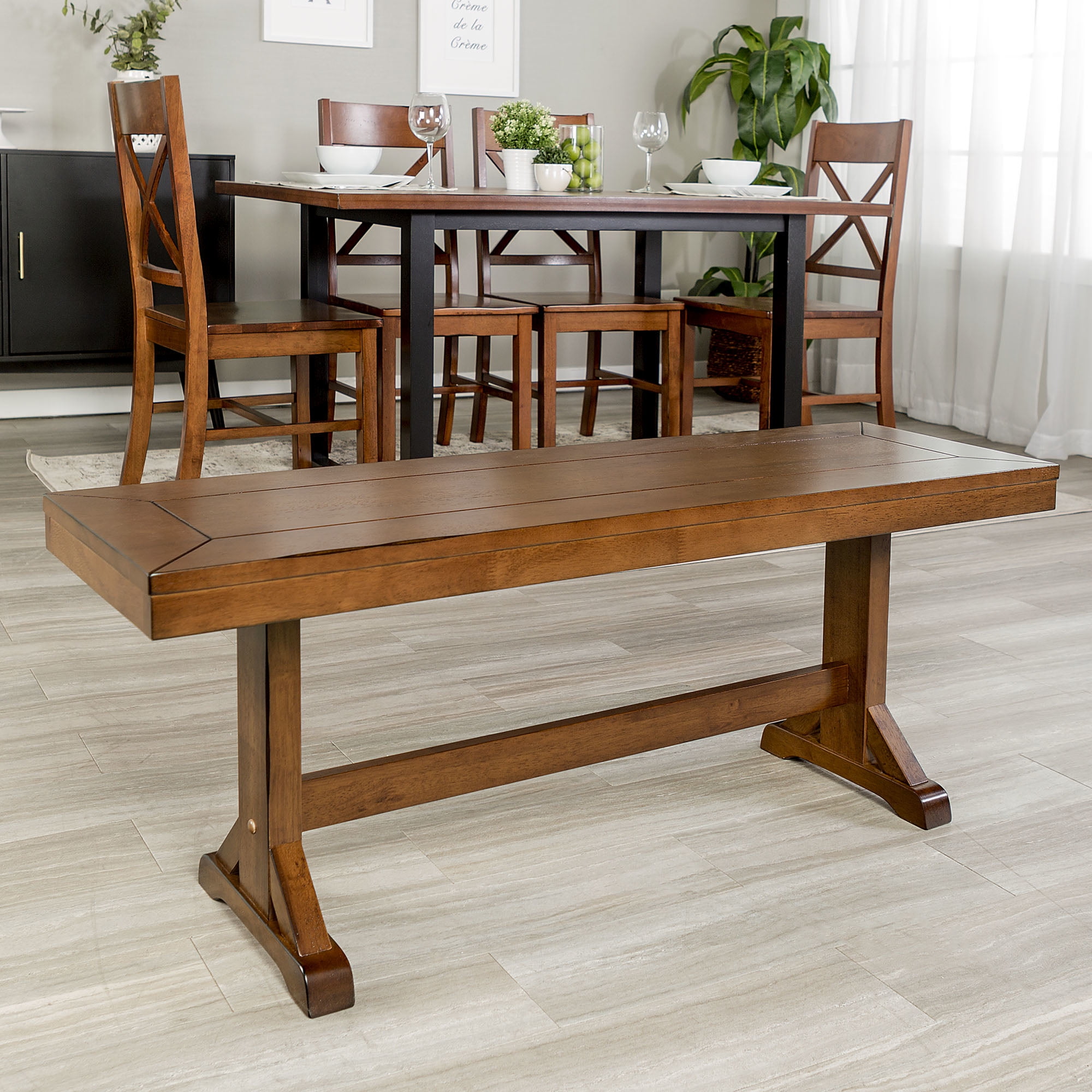 Walker Edison Farmhouse Backless Dining Bench