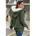thumbnail image 2 of Army Green Fur Hood Horn Button Sweater Cardigan, 2 of 4