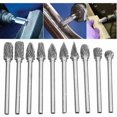 thumbnail image 5 of Kit de 10 cinceles rotativos de acero de carburo de tungsteno sólido de doble corte con broca helicoidal de vástago de 3 mm, utilizado para herramienta rotativa Dremel Whwy, 5 of 5