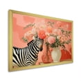 thumbnail image 2 of Designart "Floral Zebra in Pink and Green I" Animals Framed Wall Art Decor - Modern Farmhouse Green Zebra Bedroom Framed Canvas Wall Art, 2 of 6