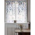 thumbnail image 4 of Christmas Tier Curtains 45 Inch Length,Sheer Curtains for Bedroom Living Room Window Blue Poinsettia Eucalyptus Snowflake Winter Small Half Window Kitchen Curtains & Drapes 27.5"x45" 2 Panels, 4 of 6