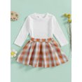 thumbnail image 5 of Michellecmm  Toddler Girl 2 Piece Outfit Long Sleeve Shirt and Plaid Pleated Skirt, 5 of 9