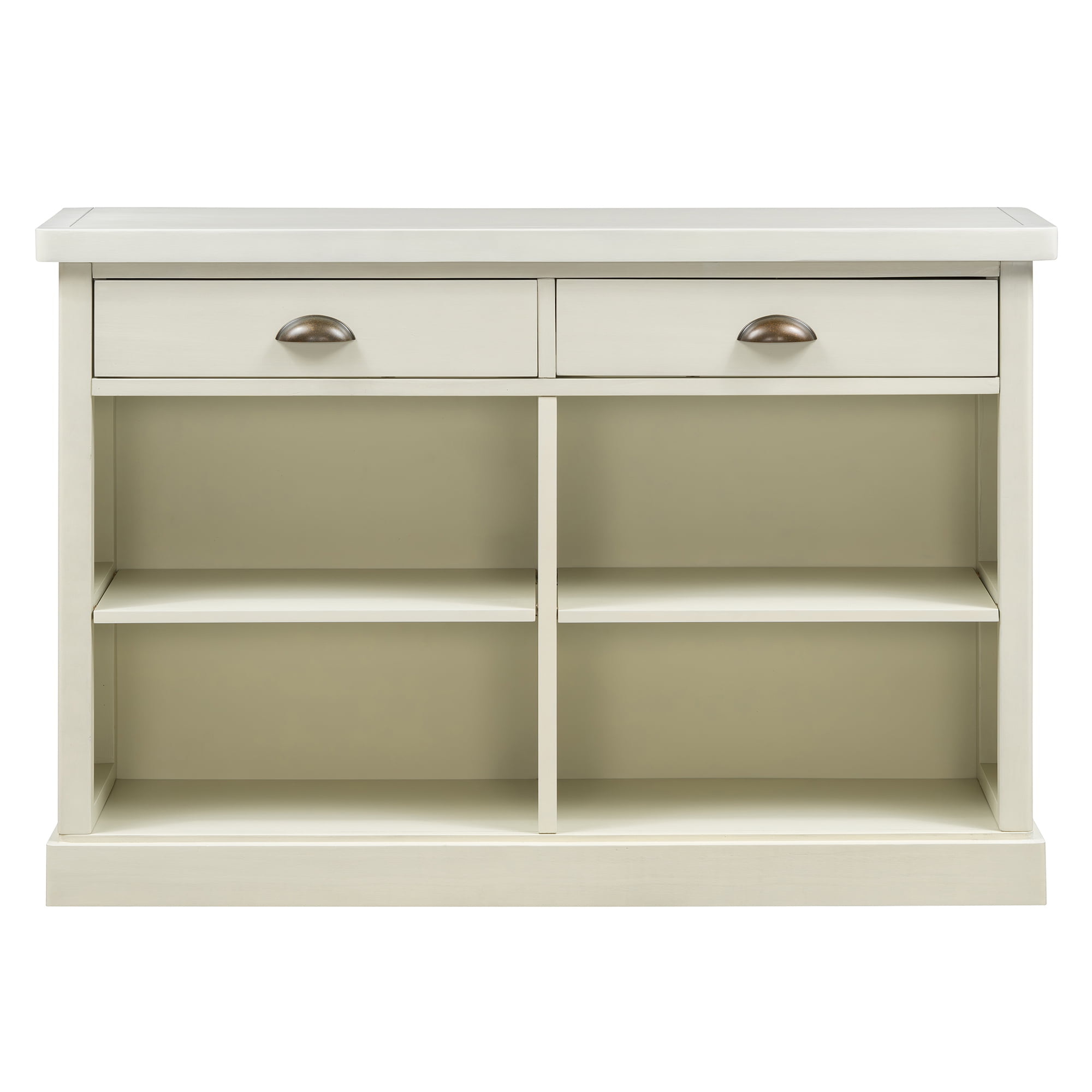 Euroco 47" Long Console Table, Wood Narrow Sofa Table with Open Storage Shelves & 2 Drawers,Entryway Table Accent Table for Living Room, Hallway,White