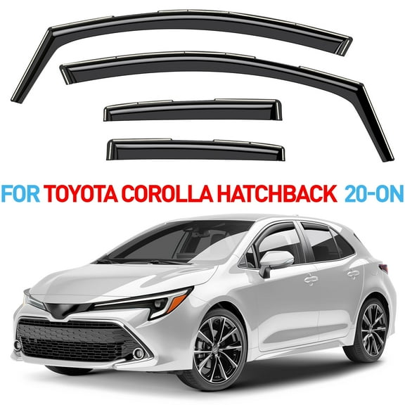 GrandWheel Co Smoke Tinted In-channel Side Window Vent Visor Deflectors Rain Guards Compatible with Toyota Corolla 2020-2025 Hatchback - 4pcs. GW0227