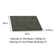 GroundSmart 16 x 16 x 3/4 Tan + Black Dual-Sided Rubber Garden Patio Paver, 9 Pack