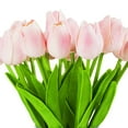thumbnail image 2 of Enova Home  Artificial Real Touch Tulips Fake Silk Flowers Arrangement in Glass Vase with Faux Water for Home Wedding Decoration Pink, 2 of 4