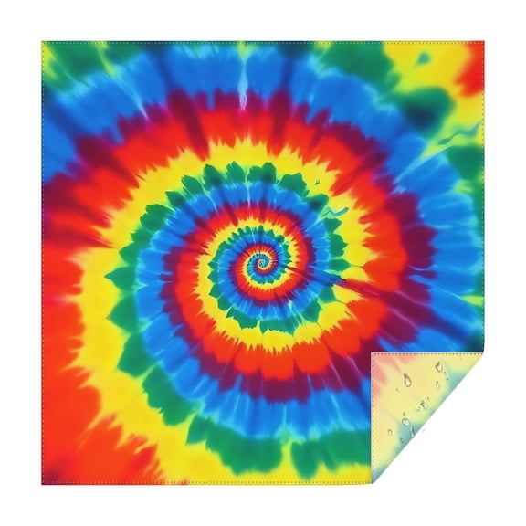 Colorful Rainbow Tie Dye Spiral Pattern Square Tablecloth,Waterproof Square Table Cover,Wipeable Spillproof Washable Table Cover for Home Kitchen Party Decor 42"X42"(107x107cm)
