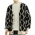 thumbnail image 2 of UVEASISHA Mens Soft Cardigan Sweater Fashion Single-breasted Shawl Collar Knitted Jacket Button Casual Open Front Cardigans Comfy Loose Knit Sweaters Tops 50 Percent off Deals Today Black L, 2 of 4