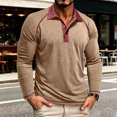 thumbnail image 5 of Mens Soft Knit Long Sleeve Henley Shirt Contrast Lapel Raglan Sleeve Color Block Business Casual Top, 5 of 6