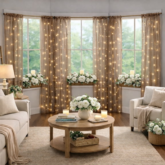 BrylaneHome Pre-Lit Rod-Pocket Curtain Panel