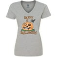 thumbnail image 3 of Inktastic Happy Halloween Kittens in a Pumpkin Women's V-Neck T-Shirt, 3 of 5
